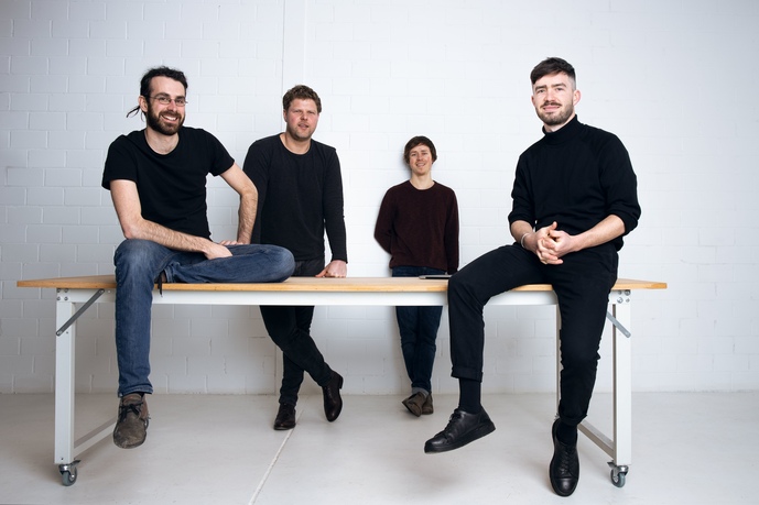 FAF 2024 Start-up Area: Das Gründerteam von Wattro, von links nach rechts: Head of Software Development Bastian Boger, Co-CEO Pius Warken, Co-CEO Anton Trojosky und Head of Design Julius Henn. Image